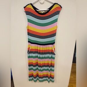Boden Eleanor Rainbow Multicolor Striped Knit Dress with Pockets